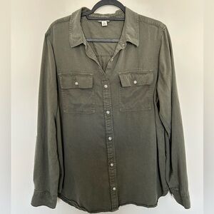 L.L. Bean Women's Soft-Washed Utility Shirt Dusty Olive Size XL